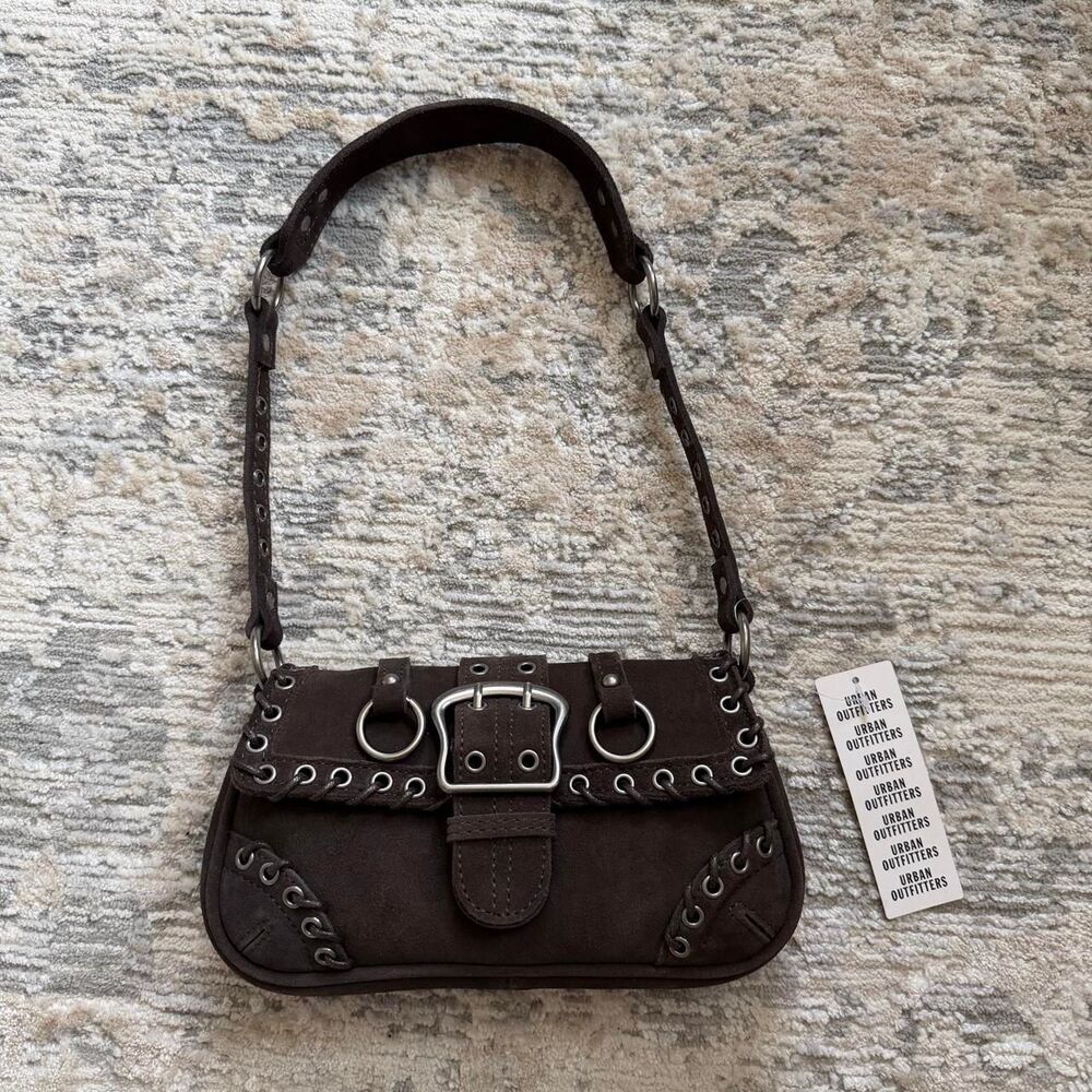 Urban Outfitter BDG Silence + Noise Jade brown Suede Rivet Shoulder Bag